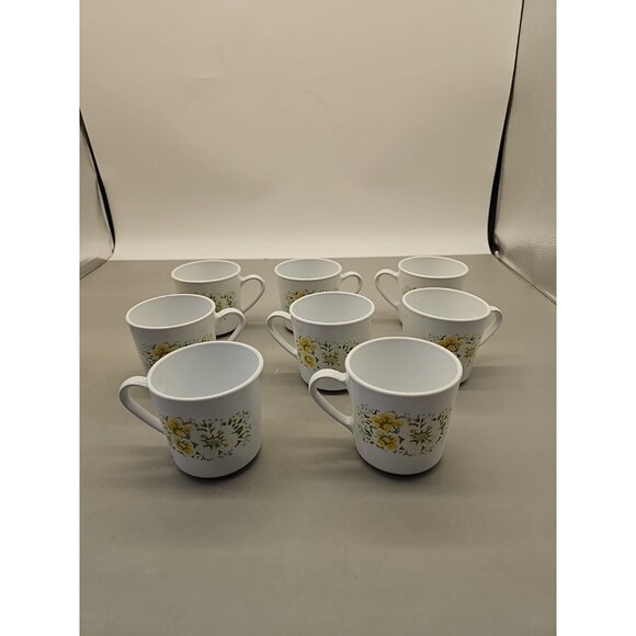 CORELLE by CORNING Vintage APRIL FLOWERS Set 8 Coffee Tea Cup Mug Retro USA EUC - Picture 1 of 5